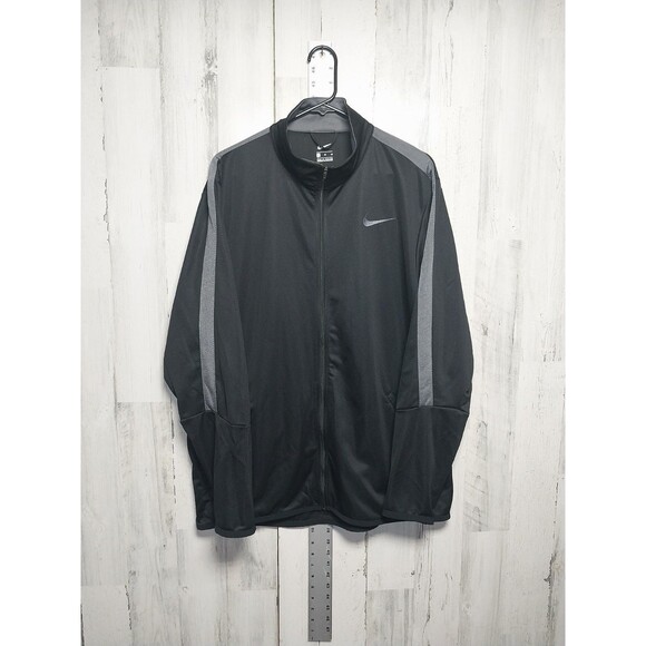Nike Full Zip Light  Weight Running Jacket 2 Zip Pockets Black And Silver XL - Picture 1 of 7